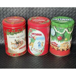 Lot of 3 Vtg Life Savers Ltd Edition Christmas Holiday Keepsake Tins 1980s 1990s